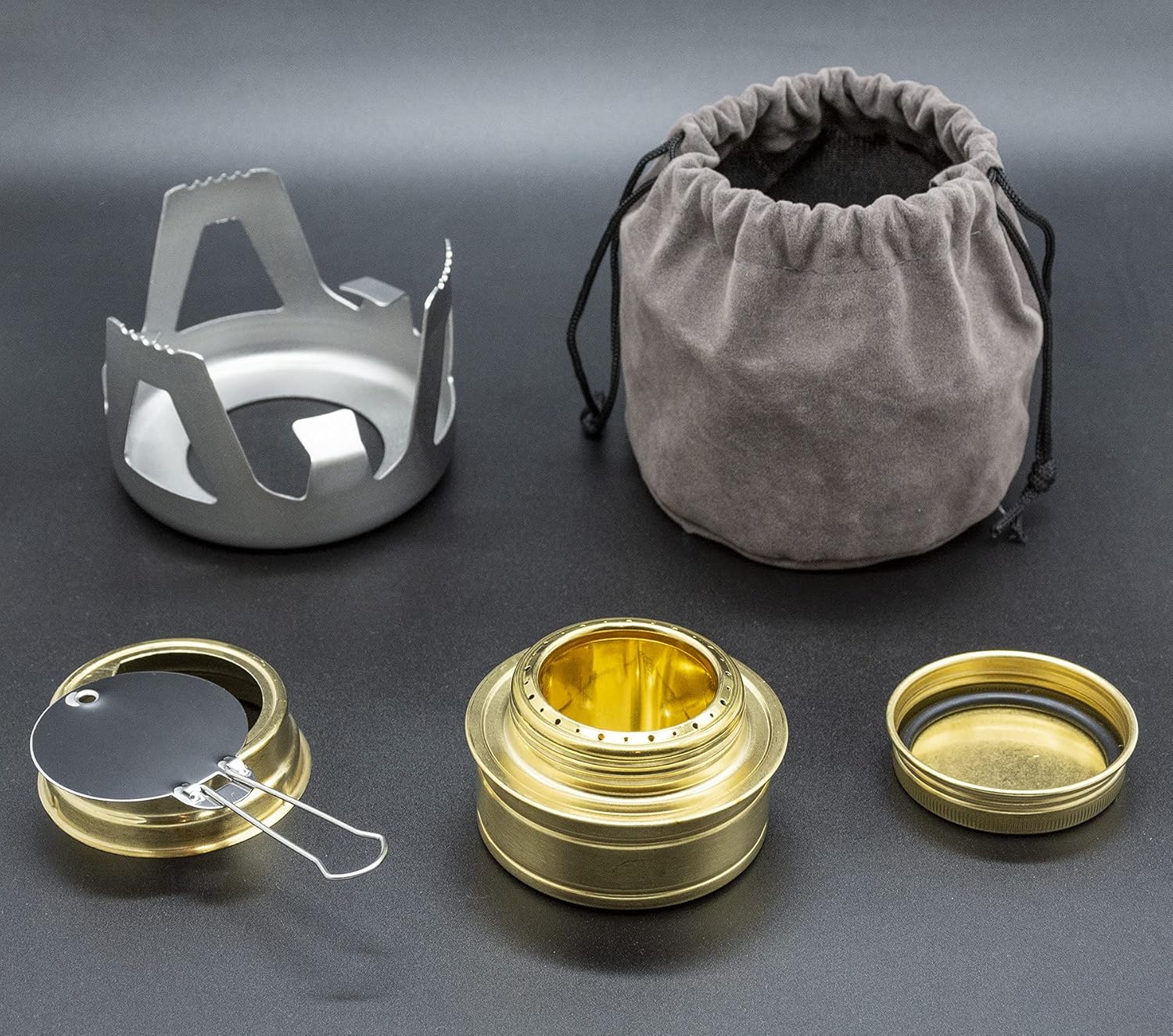 Thumbnail 4 de Famgee Portable Mini Alcohol Stove: Lightweight Brass Spirit Stove with Aluminium Windscreen Base
