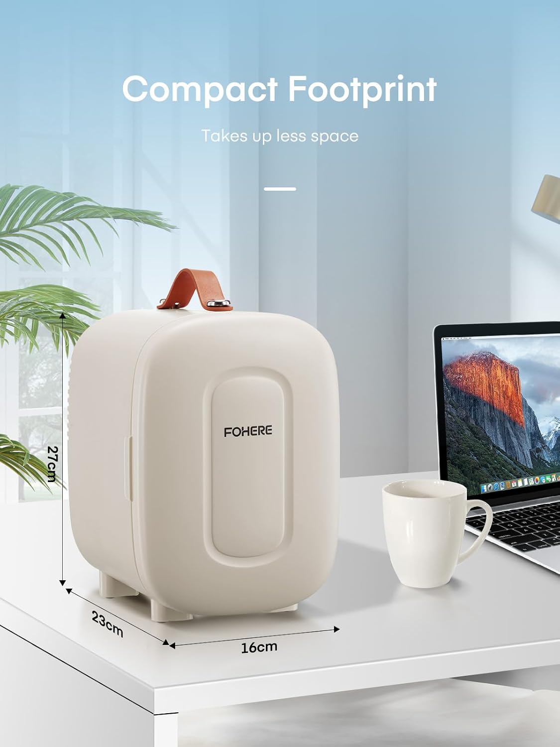Detalle de FOHERE Mini Fridge 5L: Portable Cooler & Warmer for Desk, Bedside and On-the-Go