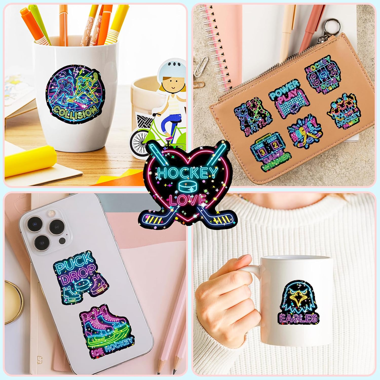 Detalle de Holographic hockey stickers, 100-piece set