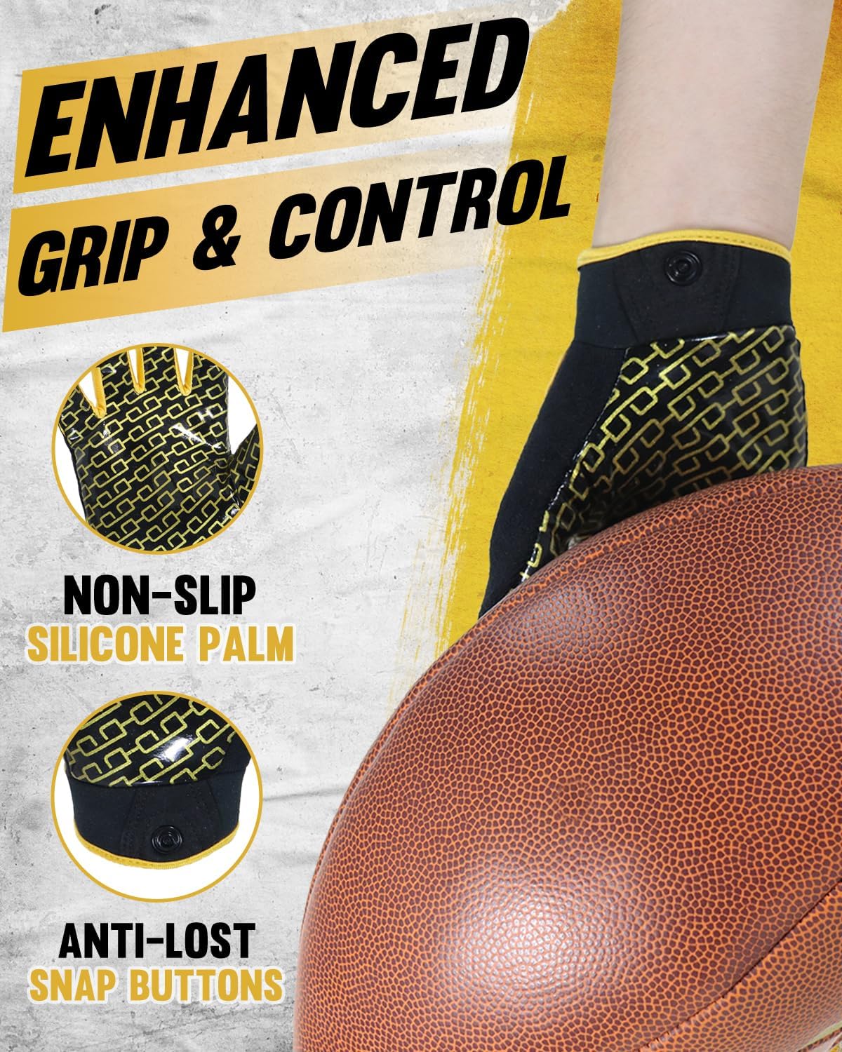 Detalle 2 de HANDLANDY Youth Football Gloves (Kids Sticky Receiver Gloves) with Tacky Silicone Palm Grip