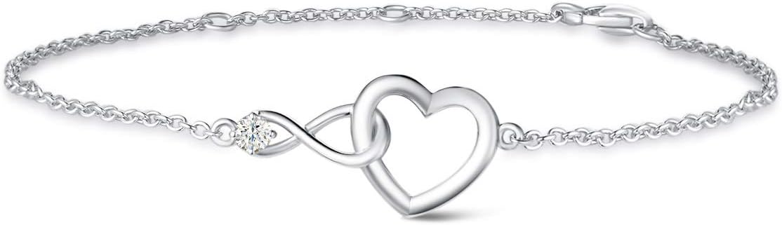 Detalle de FANCIME 925 Sterling Silber Infinity Herz Halskette 27×12 mm