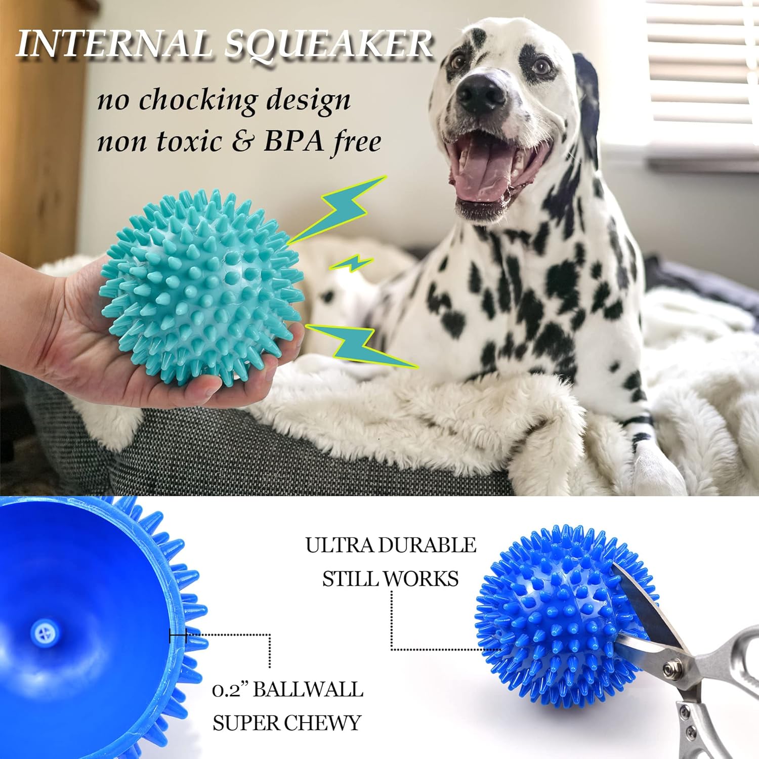 Detalle 2 de Ousiya Thickened 12 cm Squeaky Dog Toy Ball for Aggressive Chewers