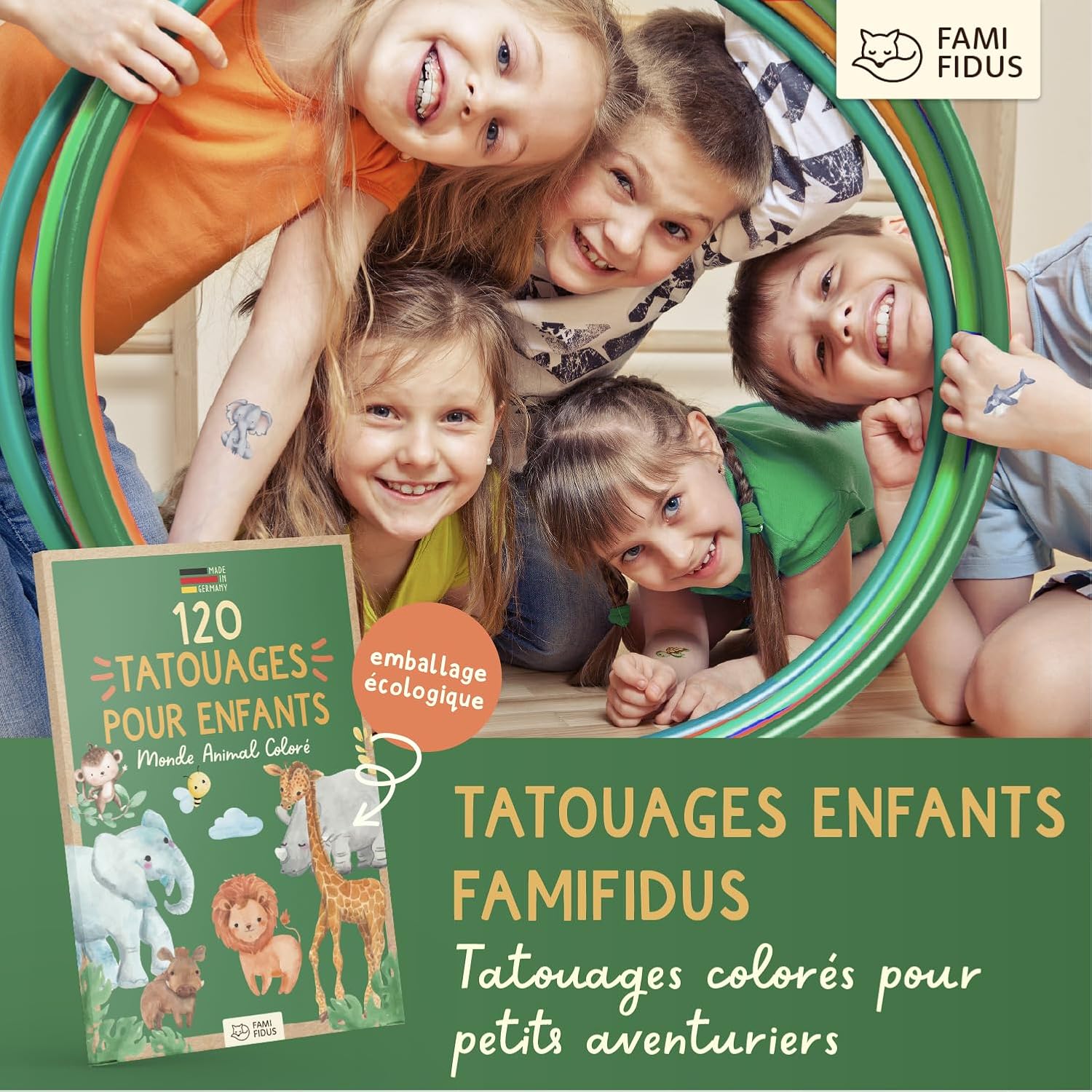 Thumbnail 6 de Famifidus 120 tatouages temporaires pour enfant : motifs doux et faciles à appliquer