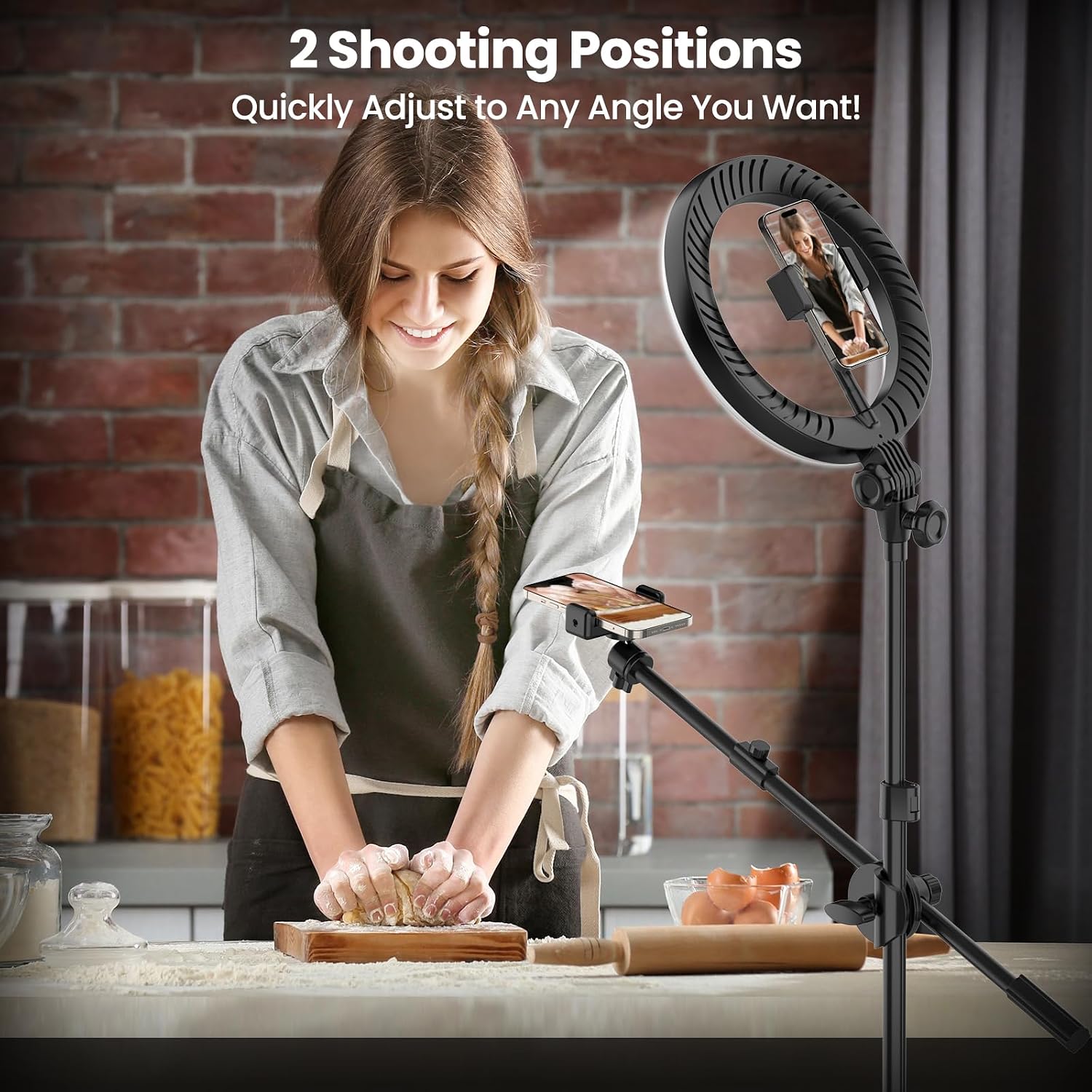 Thumbnail 1 de LUXSURE 10.5" Ring Light with Tripod Stand & Dual Phone Holders