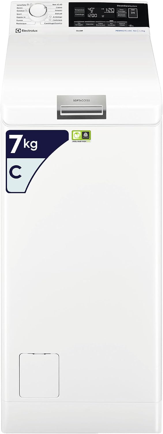 Detalle de Electrolux EW6T437A Lavatrice a Carica dall'alto 7 kg: stile, efficienza e tecnologia SensiCare