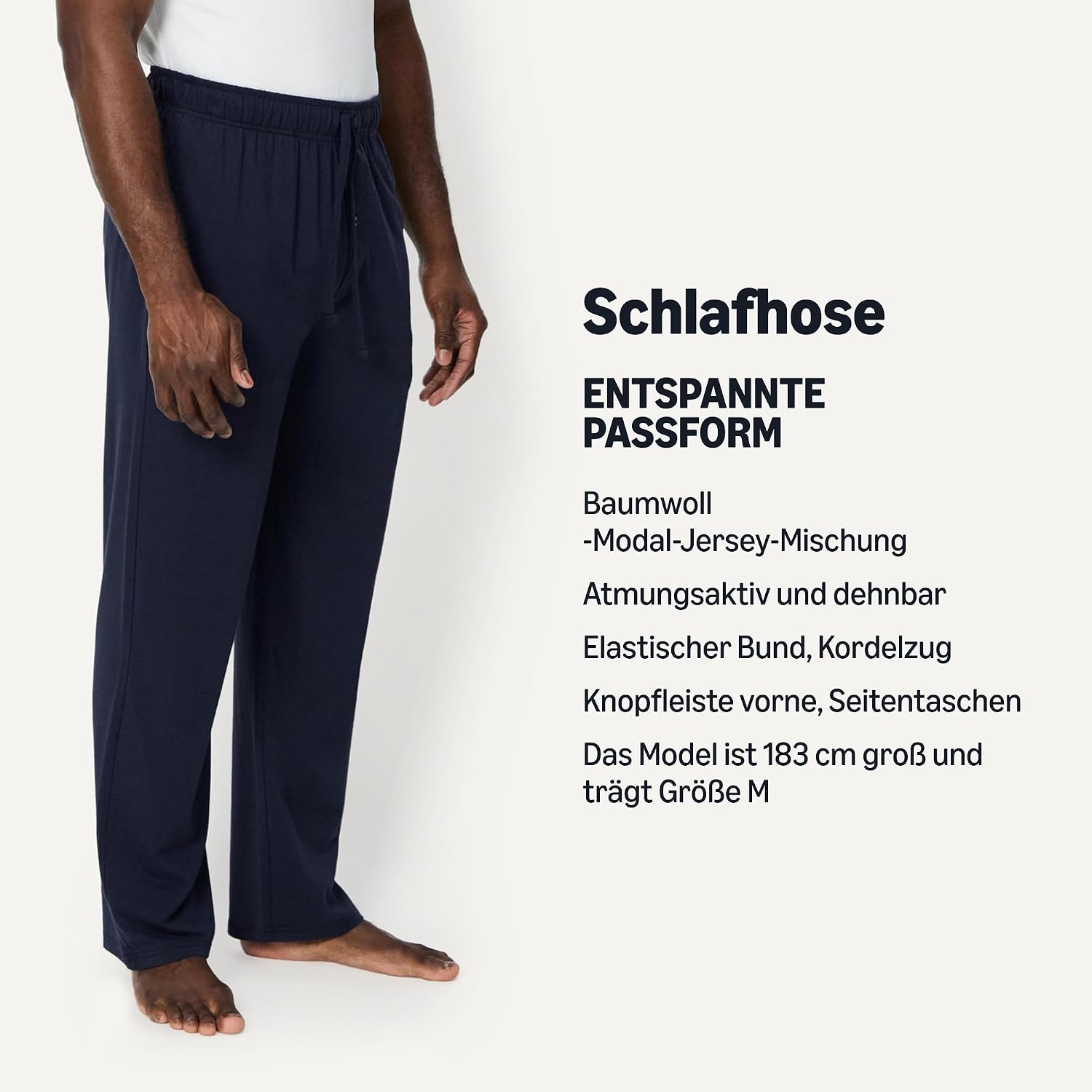 Detalle de Amazon Essentials Herren Pyjamahose aus Baumwoll-Modal – gemütliche Relax-Pyjamahose