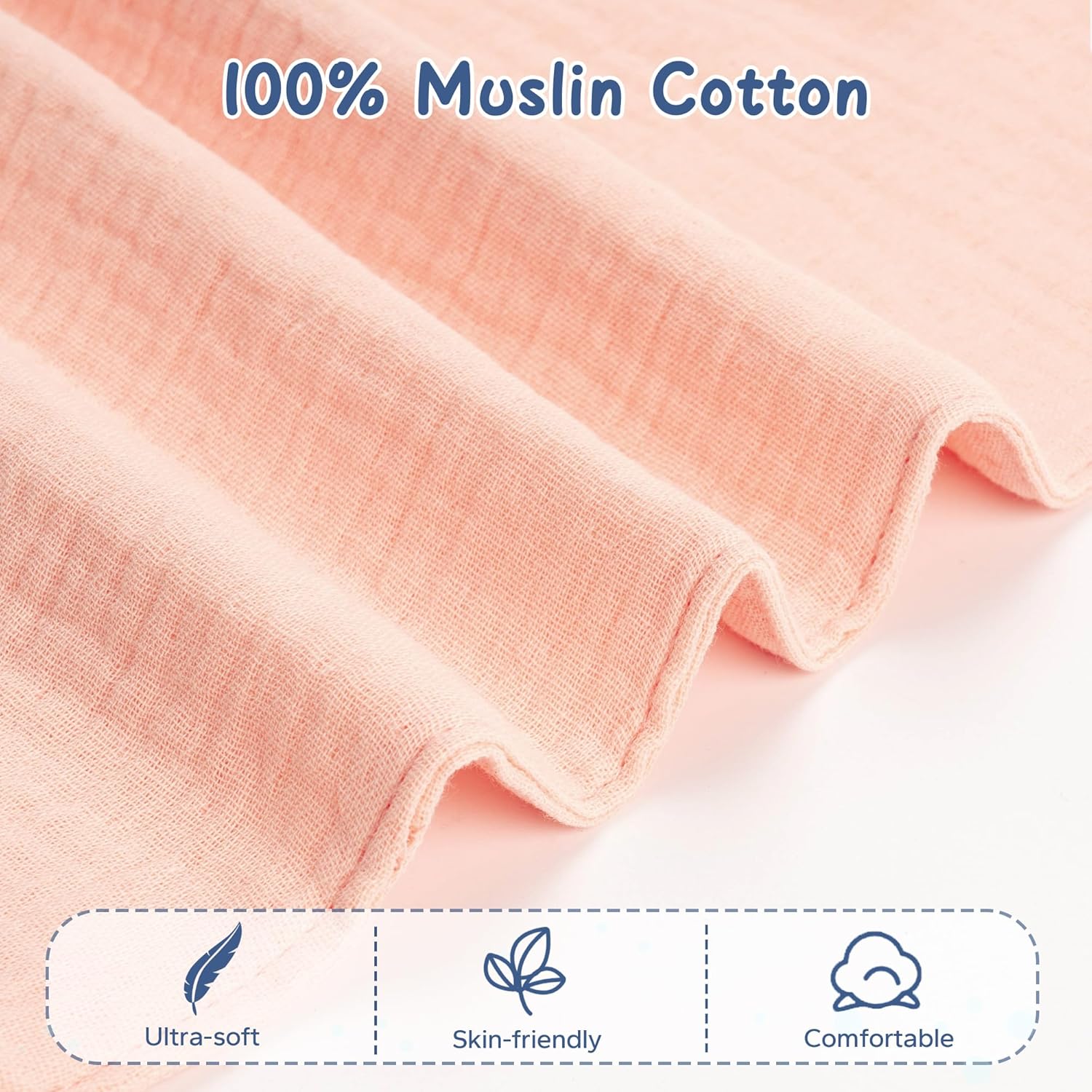 Detalle de ZIGJOY Baby Comforter Blanket Muslin Cotton Bunny Lovey (Pink) – Soft Security Blanket for Baby, 11 x 11 inches
