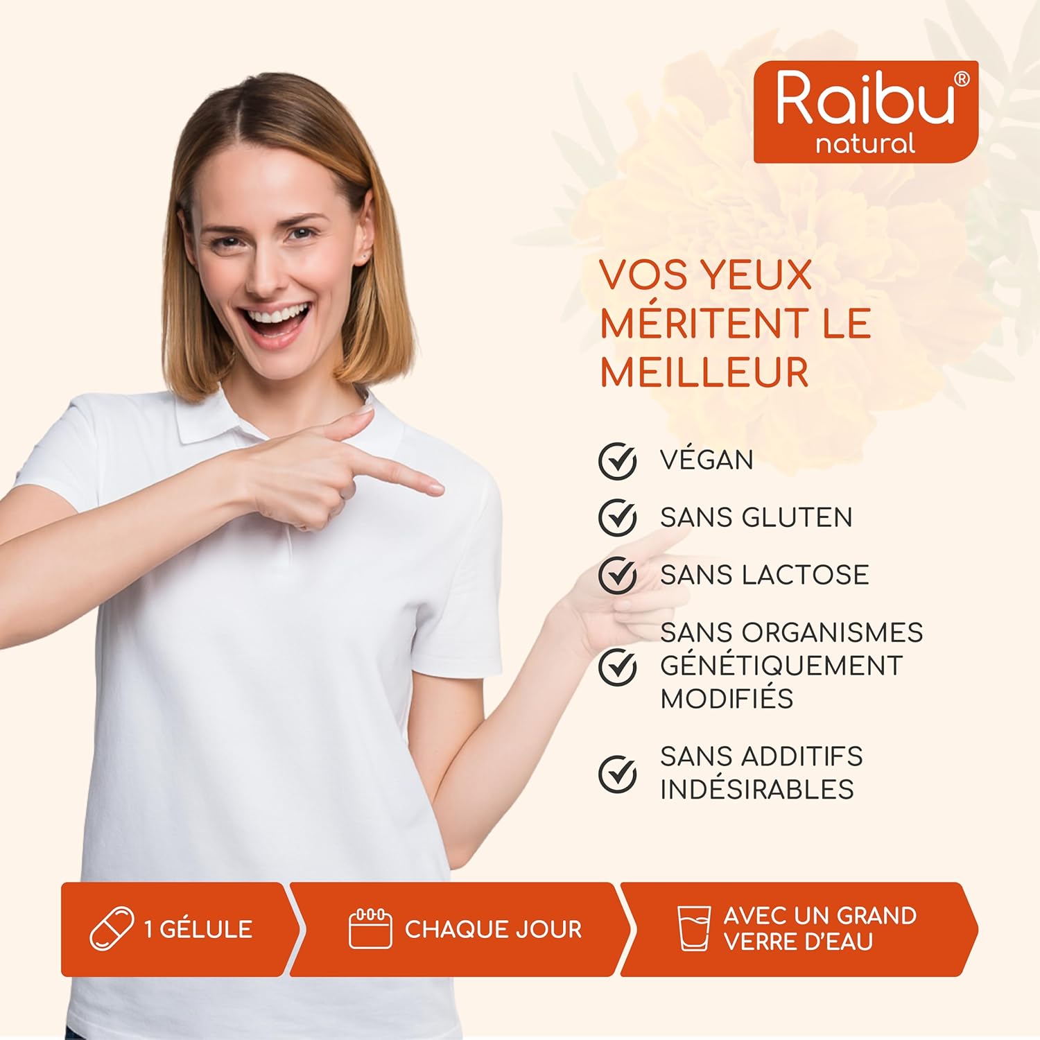 Thumbnail 3 de Complément Alimentaire pour les Yeux - Lutéine 50 mg + Zéaxanthine 12,5 mg, 120 Gélules (4 mois) avec Vitamine A & B2 – Extrait Naturel de Tagètes, Végan et Sans Gluten