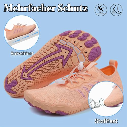 Detalle de Hanani Badeschuhe Wasserschuhe Herren Damen Strandschuhe Barfußschuhe Rosa EU40