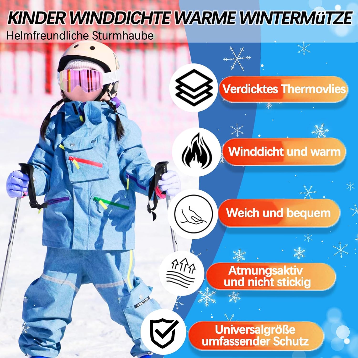 Detalle 2 de GFORI Kinder Sturmhaube 40–55 cm 🧣