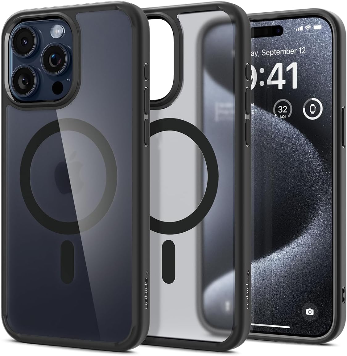 Detalle de Spigen Ultra Hybrid MagFit pour iPhone 15 Pro 6,1" — Semi-transparent