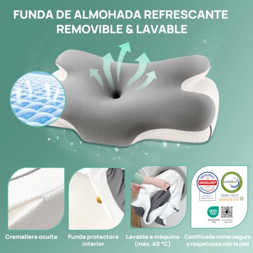 Thumbnail 8 de MULISOFT Almohada Cervical 2 en 1: Ergonómica, espuma viscoelástica y funda de seda fría