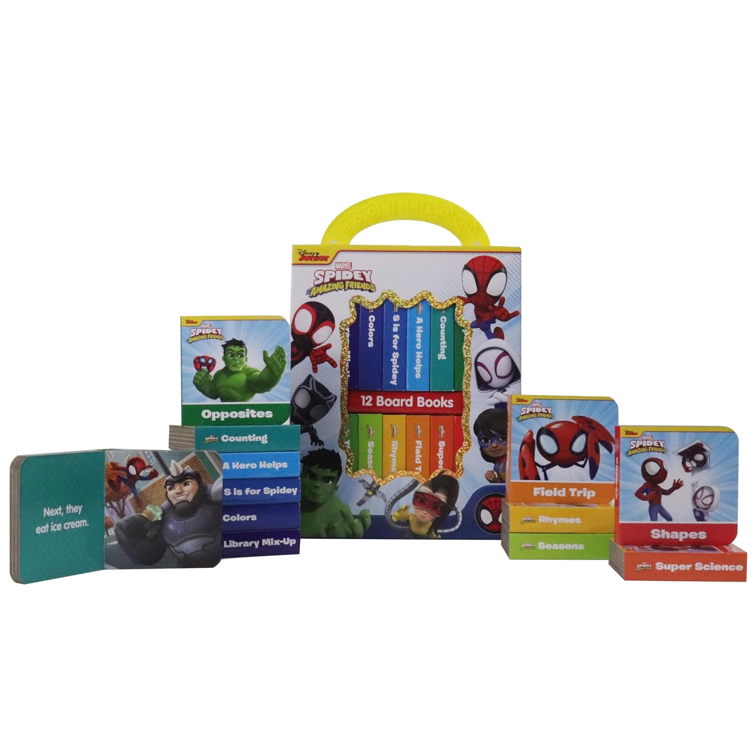 Detalle de PI Kids Marvel Spidey and His Amazing Friends My First Library, 12 Board Books