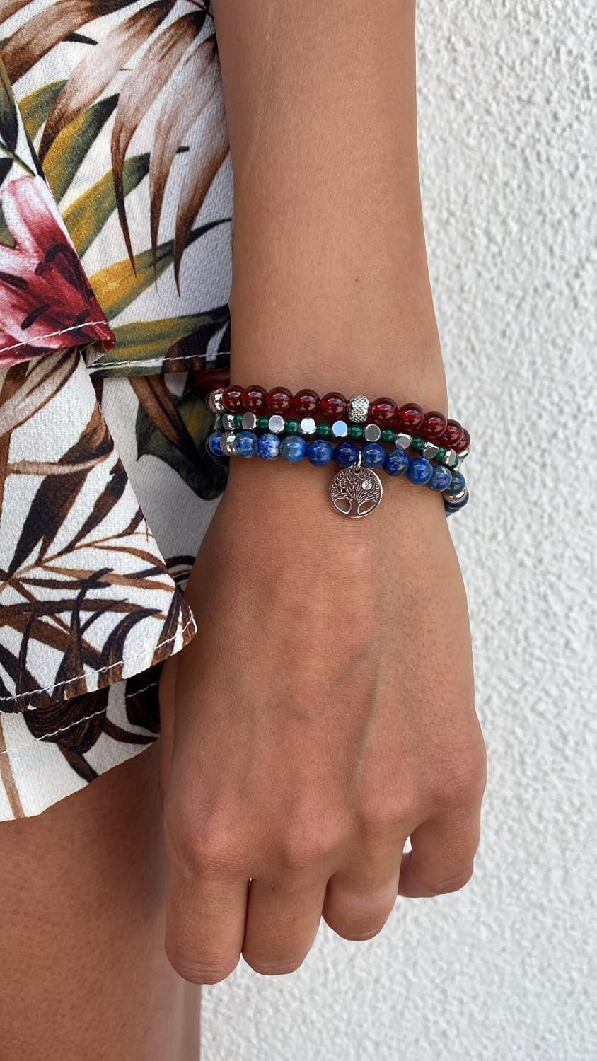 Thumbnail 1 de Bracciali in acciaio inox con pietre naturali – Set da 3, regolabili, Made in Italy