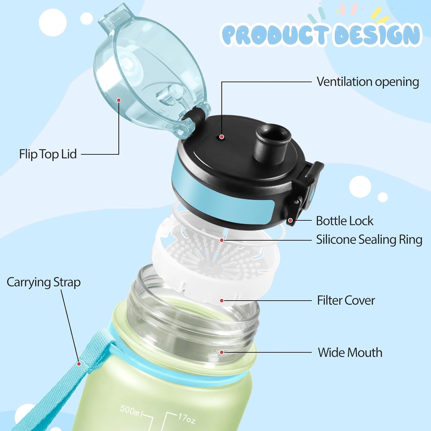 Thumbnail 1 de Mulbijeo Botella Agua 500ML con Pajita