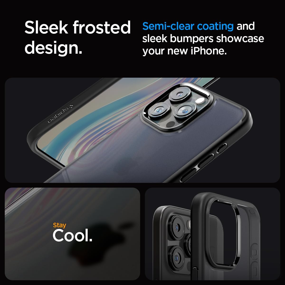 Detalle de Spigen Coque iPhone 15 Pro Max Ultra Hybrid Frost noire translucide anti-empreintes