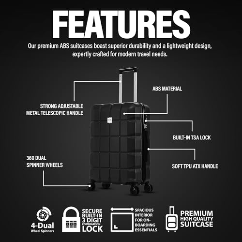 Thumbnail 1 de ATX Luggage Medium Suitcase 65L with Built-in TSA Lock – 3.20kg, 4 Dual Spinner Wheels