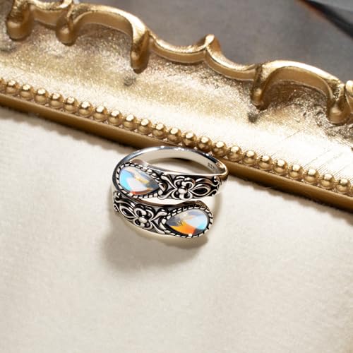 Detalle de Weviway Sterling Silver Adjustable Vintage Moonstone Ring