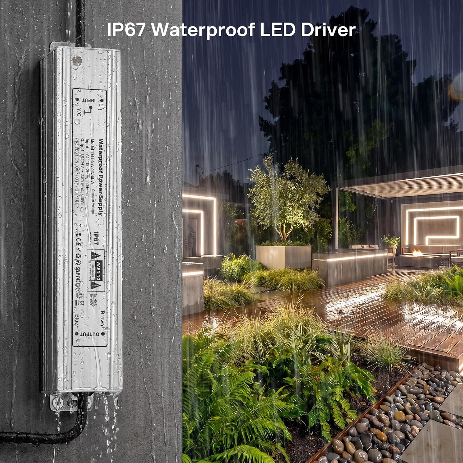 Thumbnail 2 de REYLAX 24V LED Driver 60W 2.5A IP67 Waterproof Transformer – A practical outdoor power supply for low-voltage LEDs