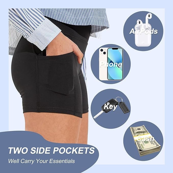 Detalle de CAMPSNAIL Women's Biker Shorts with Pockets, 3"/5", High Waist, 4-Way Stretch