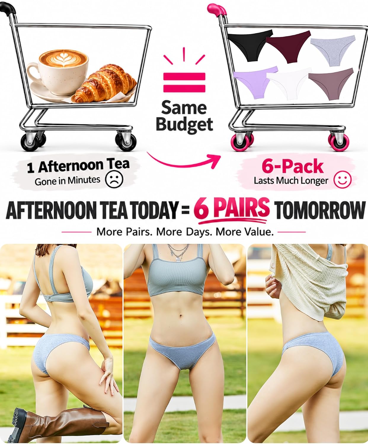Thumbnail 2 de FINETOO Women's Cotton Bikini Underwear
