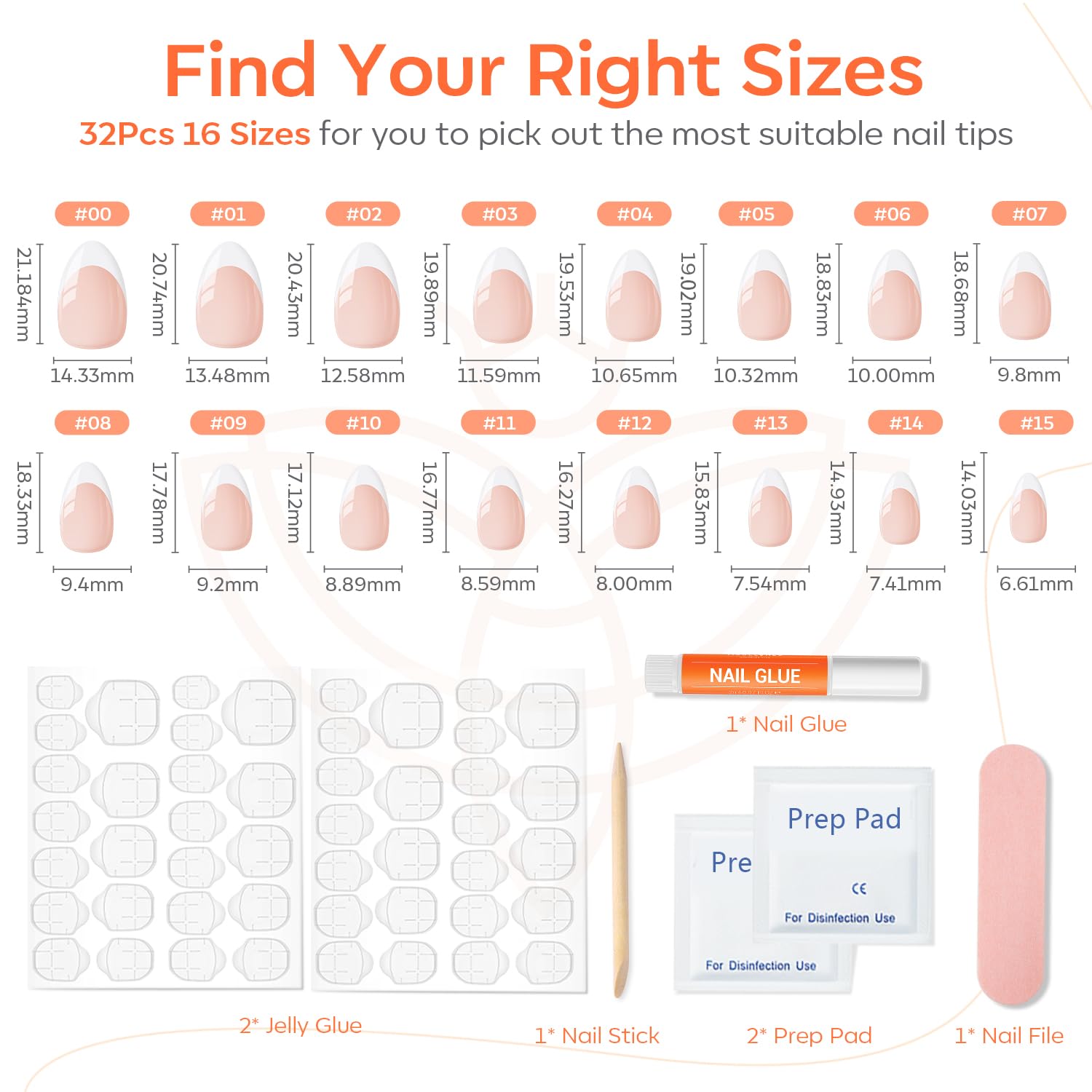 Detalle 2 de Modelones French Tip Press On Nails 32pcs