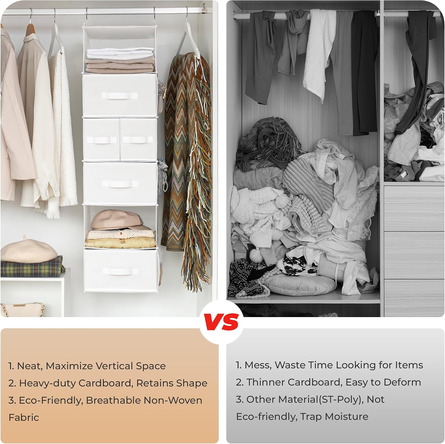 Thumbnail 6 de GRANNY SAYS GS4006 Hanging Closet Organizer, 6 Shelves, 5 Drawers, White