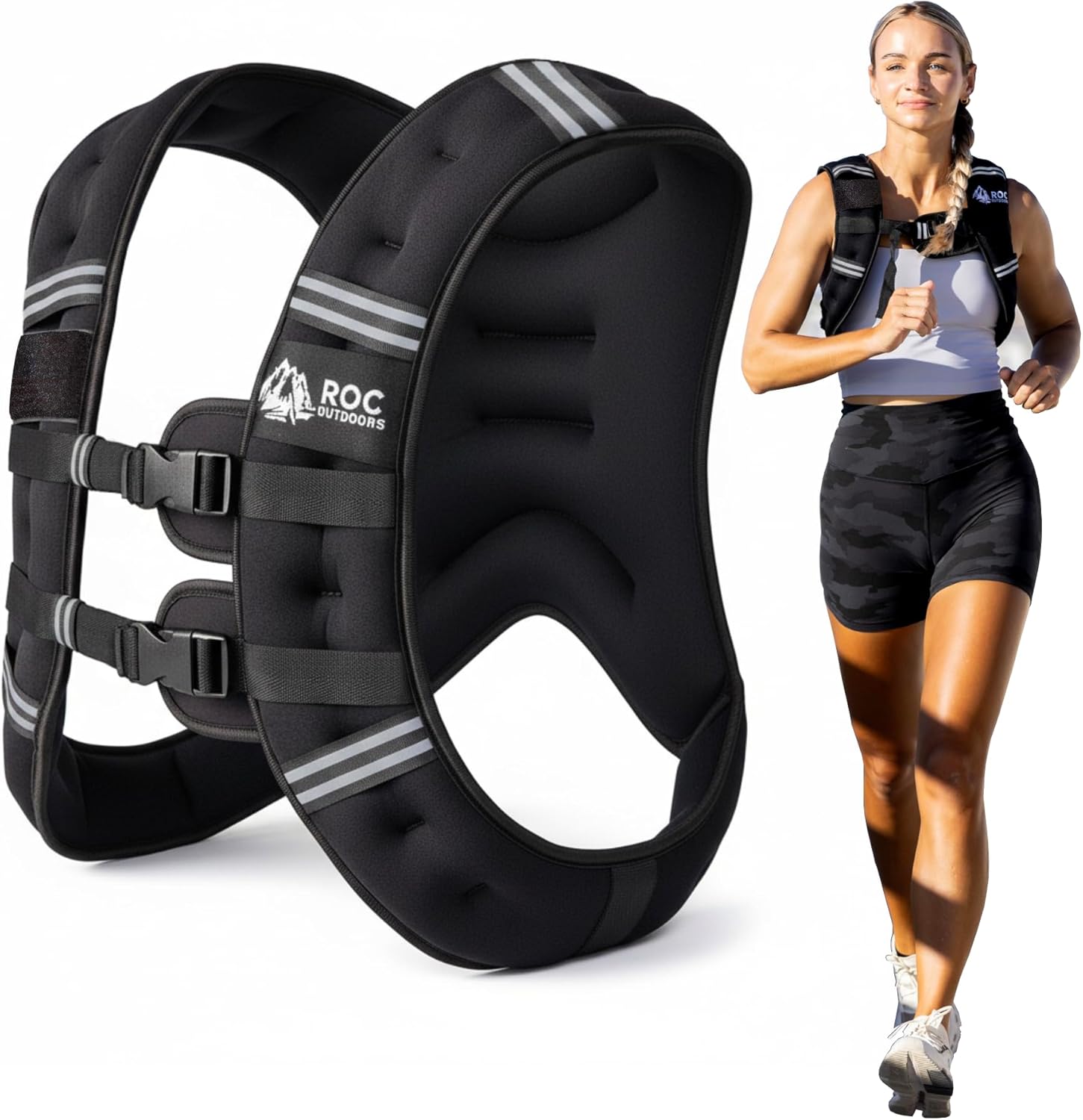 Thumbnail 2 de Roc Outdoors Weighted Vest with Rub-Free Technology — 5lb to 30lb, Reflective Stripe, Unisex Fit