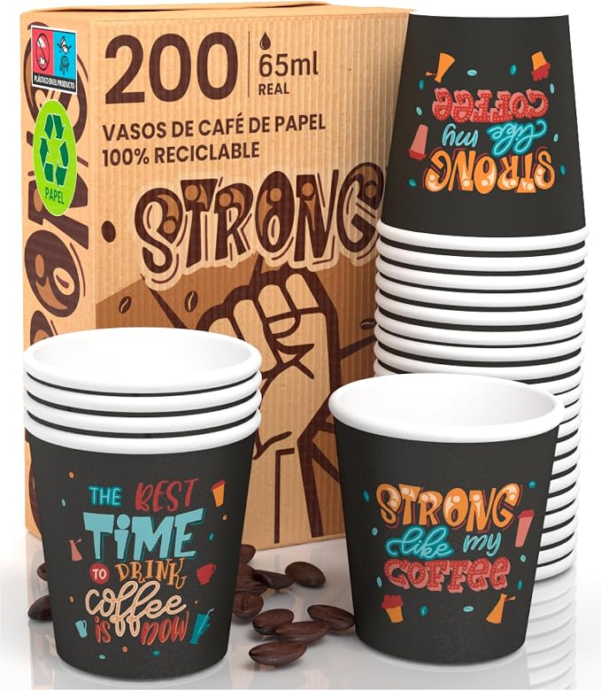 Detalle de StrongLifeCUP Vasos Ecológicos para Café 65 ml 🍃 200 unidades