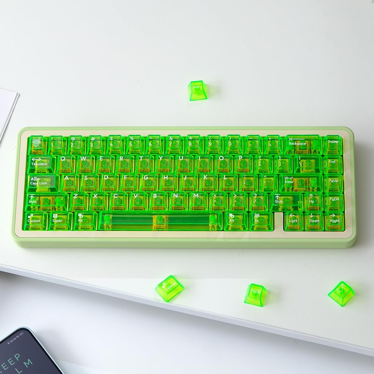 Detalle de Transparente 114er Tastenkappen-Set für Cherry MX (PC, Cherry-Profil) in Hellgrün