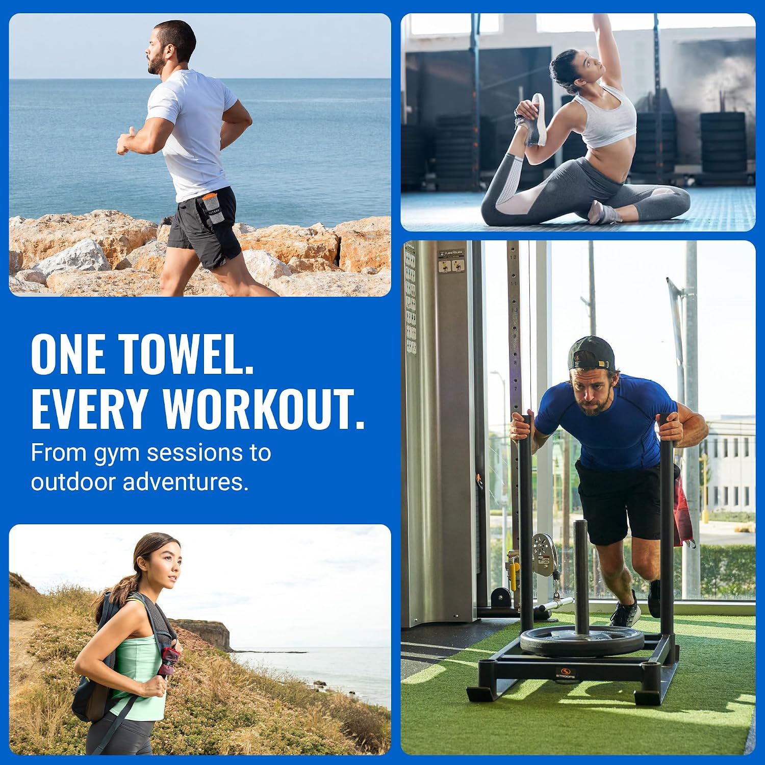 Detalle 2 de Acteon Microfiber Gym Towels 5-Pack (Quick-Dry Silver ION), 16x30.5 Inch — Odor-Free Sweat Towels for Gym, Yoga, Running & Travel
