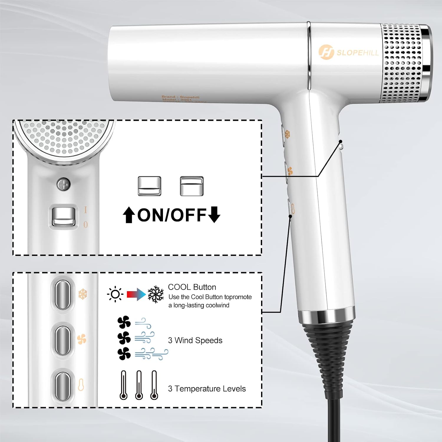 Detalle 2 de slopehill hair dryer with brushless motor