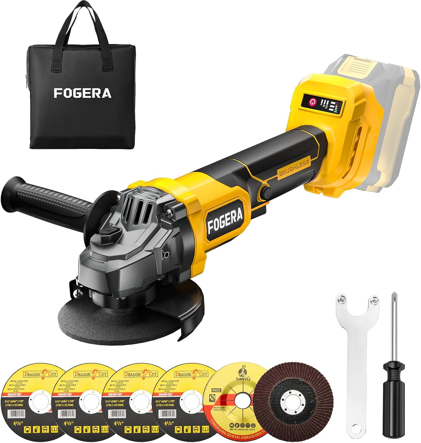 Detalle de Fogera ML-A005 Cordless Angle Grinder, 4-1/2-Inch, 3-Speed Brushless