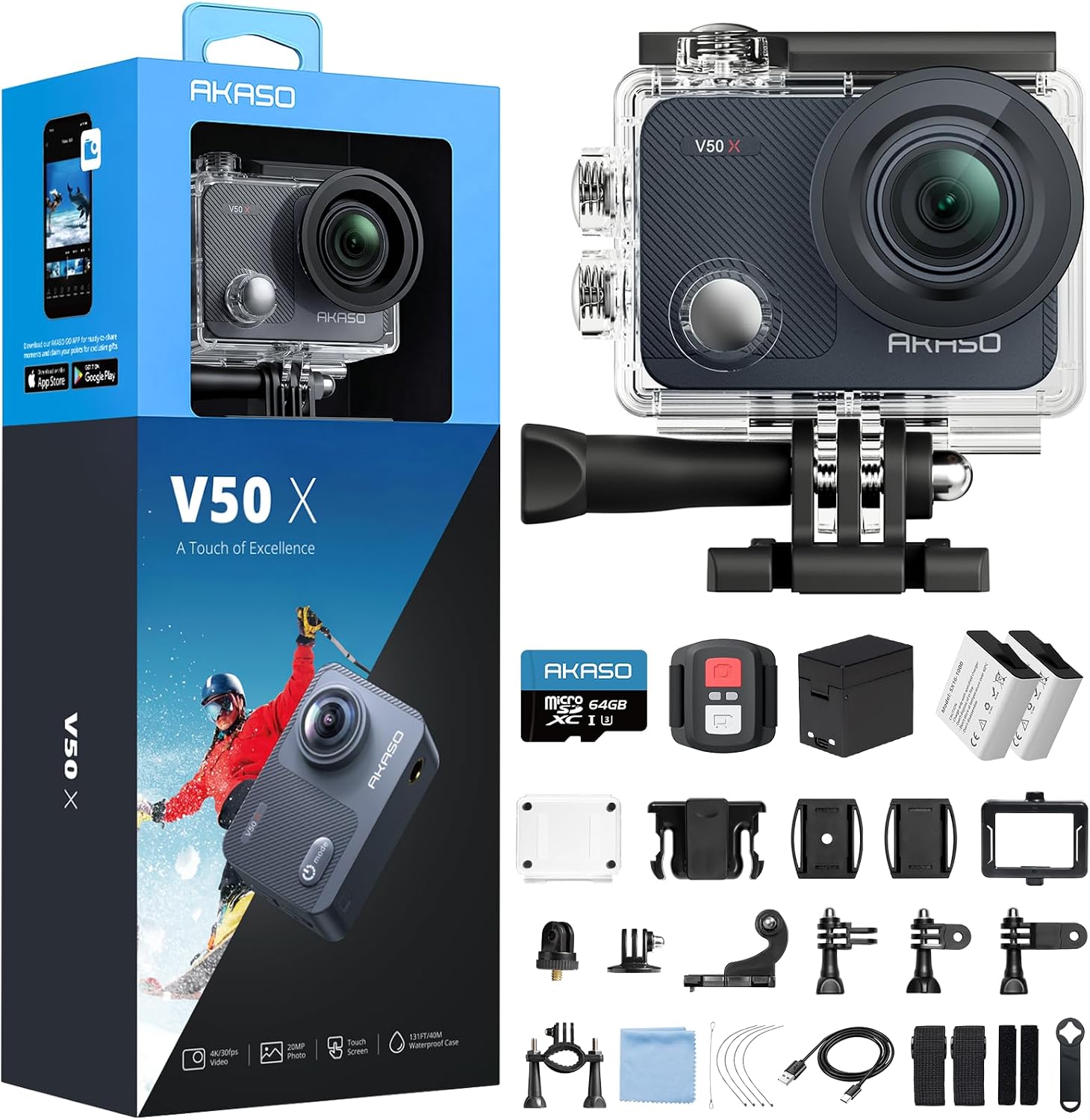 Detalle de AKASO V50 X 4K action camera with 64GB
