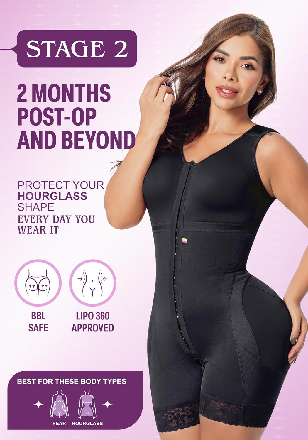 Detalle 2 de Snatched Body Stage 2 Faja with Bra (BBL Body Shapewear) for Post-Op & Everyday Compression