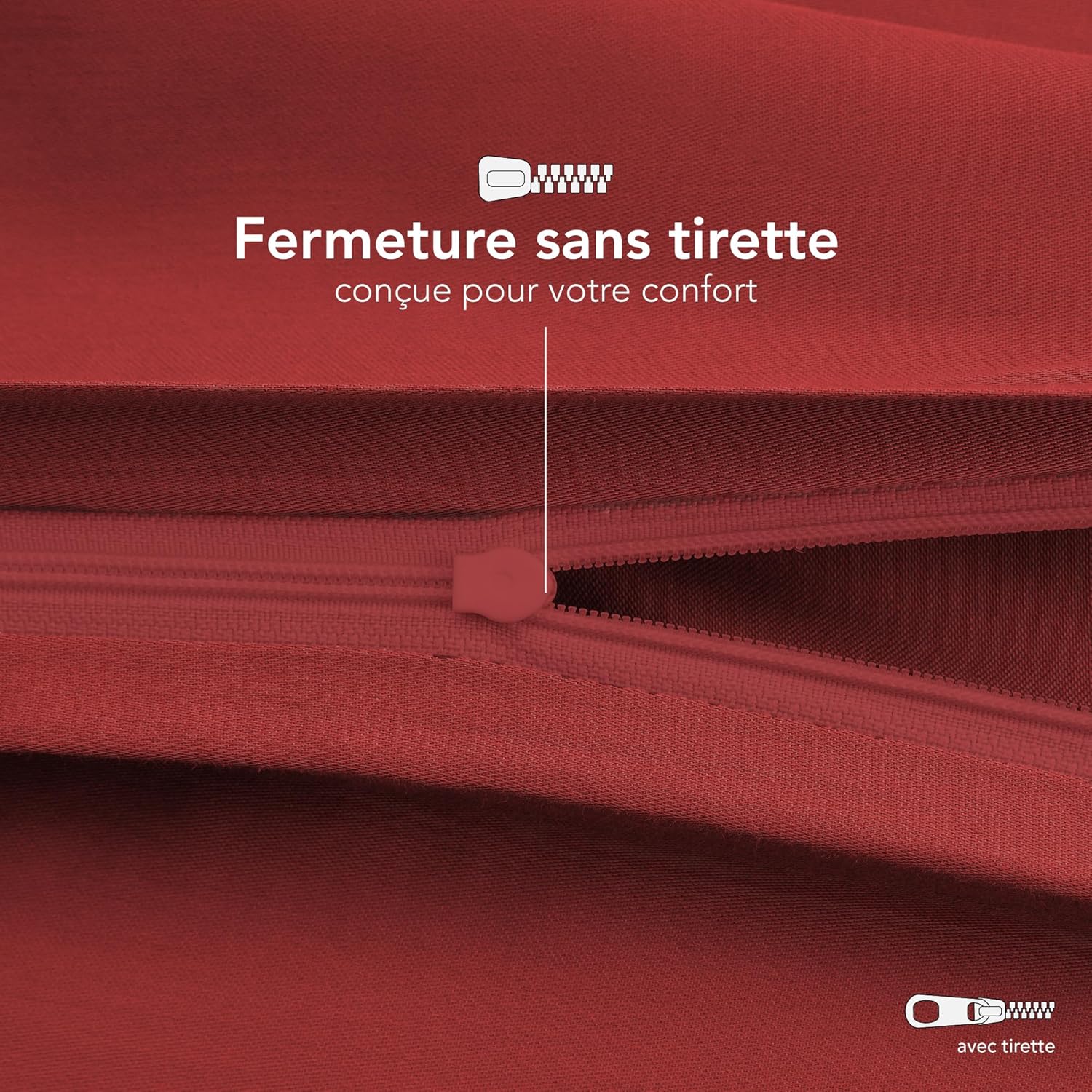 Detalle de Dreamzie Taie Oreiller 30x30 cm – Lot de 2 | 100% Coton Jersey, OEKO-TEX, Rouge
