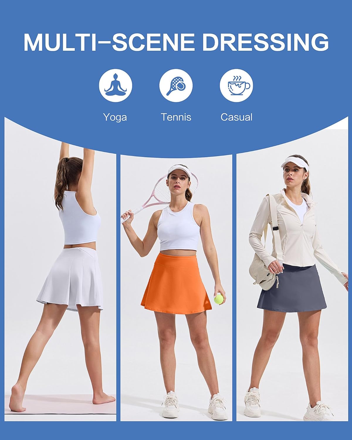 Thumbnail 5 de LUWELL PRO Women’s Quick-Dry Tennis Skort with Liner Pocket (Mid to High Waisted, Pleated)