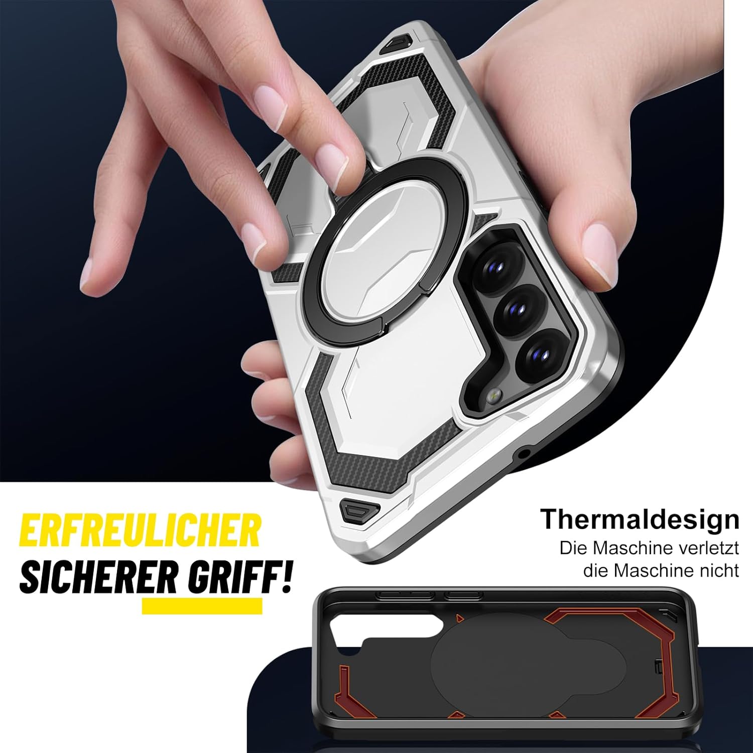 Thumbnail 2 de Vanki Hülle für Samsung Galaxy S23 – MagSafe-kompatibel, Militärschutz, Standring, Grau