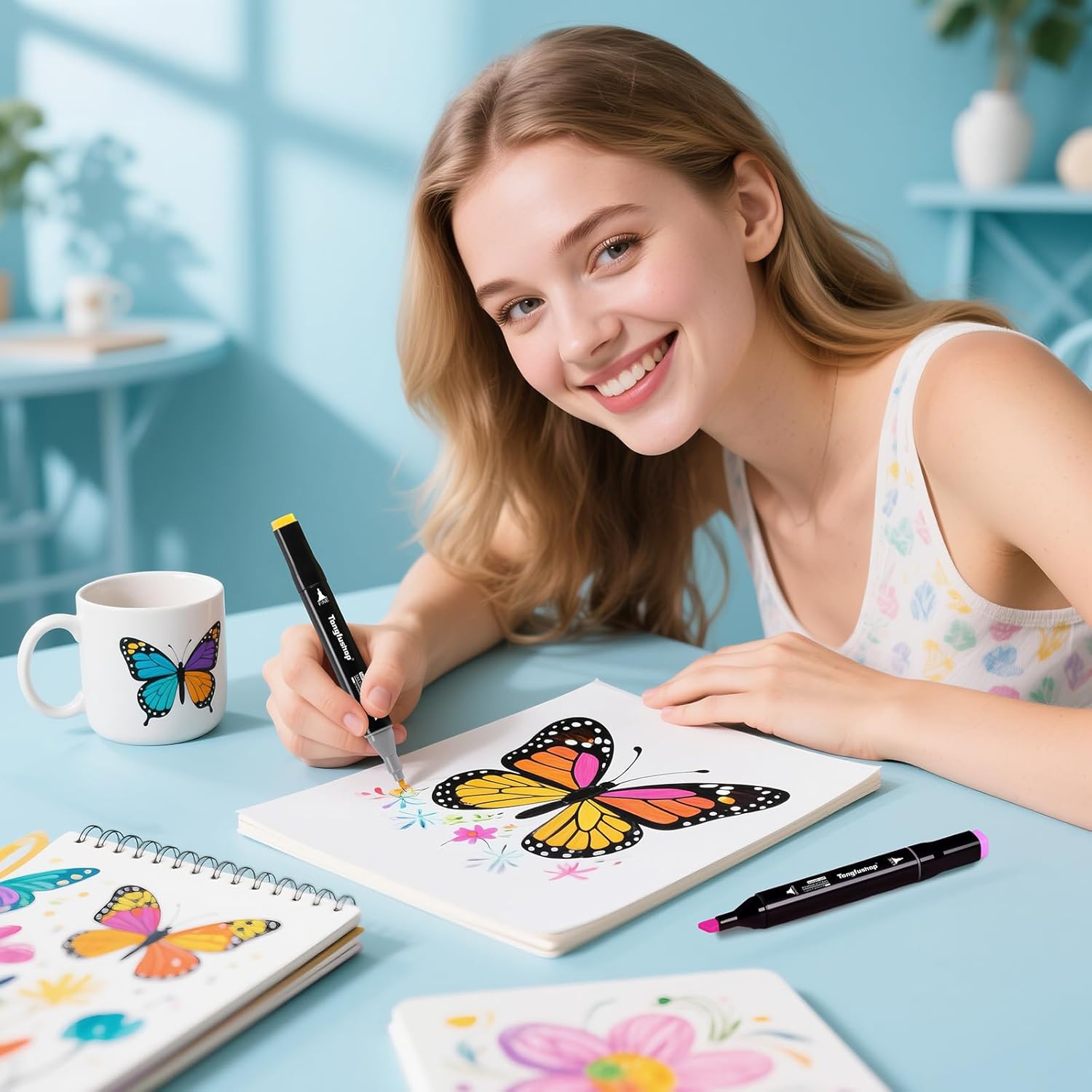 Thumbnail 6 de Tongfushop Filzstifte Marker Set, 80 Farben Alkohol Marker mit Fein- & Breitspitze