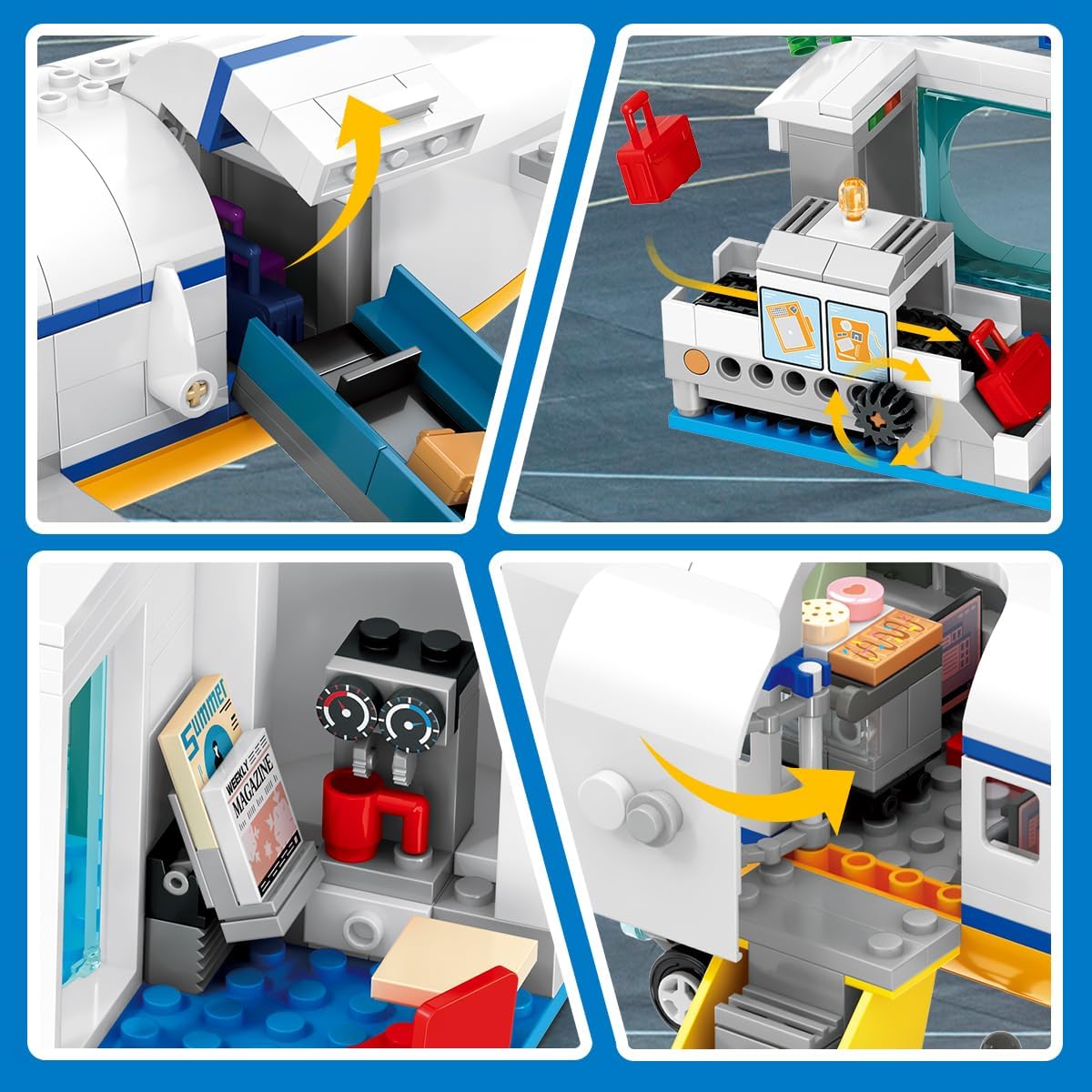 Detalle de HOGOKIDS City Avion de passagers (901 pièces) avec lumières LED et terminal d’aéroport