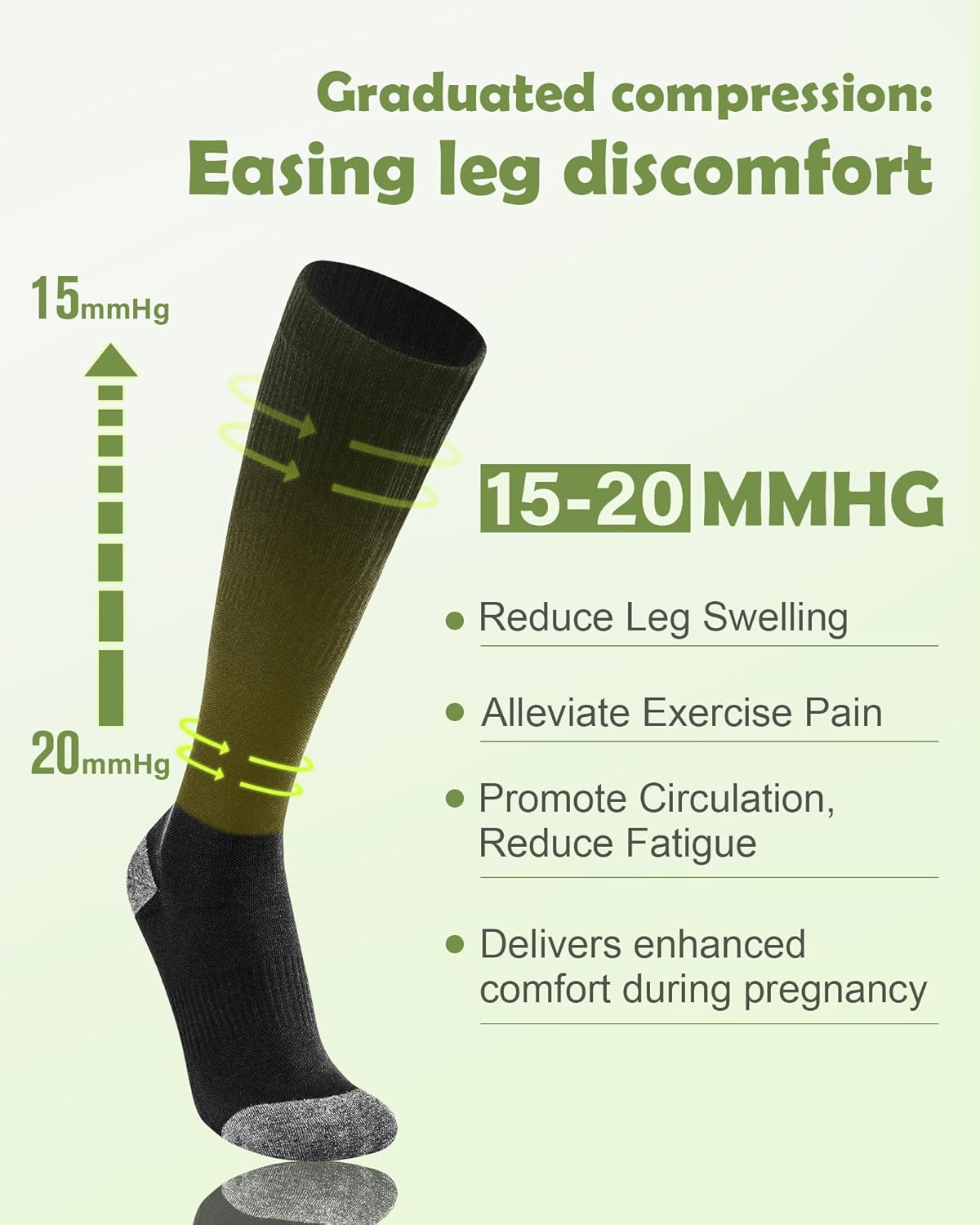 Thumbnail 2 de SukModen Bamboo Compression Socks for Women & Men – 2 Pairs, 15–20mmHg Knee-High Support