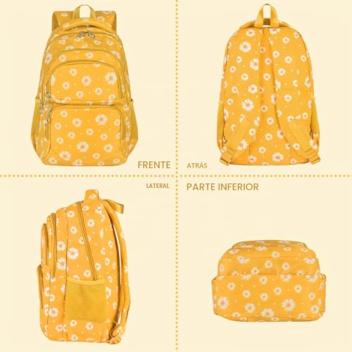 Thumbnail 7 de SIVENKE Mochila Escolar para niñas y adolescentes – Juego con bolsa de almuerzo y estuche en color amarillo