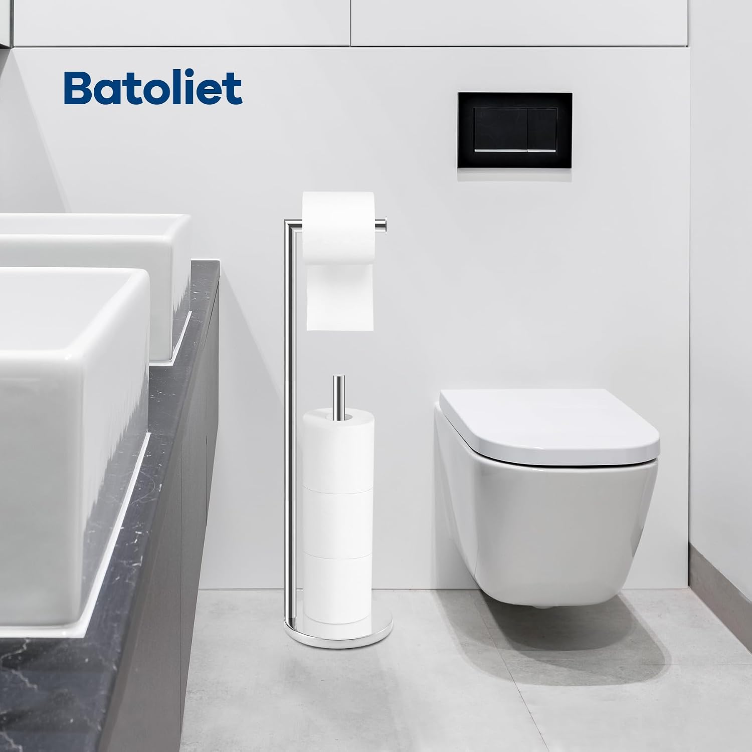 Thumbnail 5 de Batoliet 025 Free-Standing Toilet Paper Holder, Chrome, 4-Roll Storage