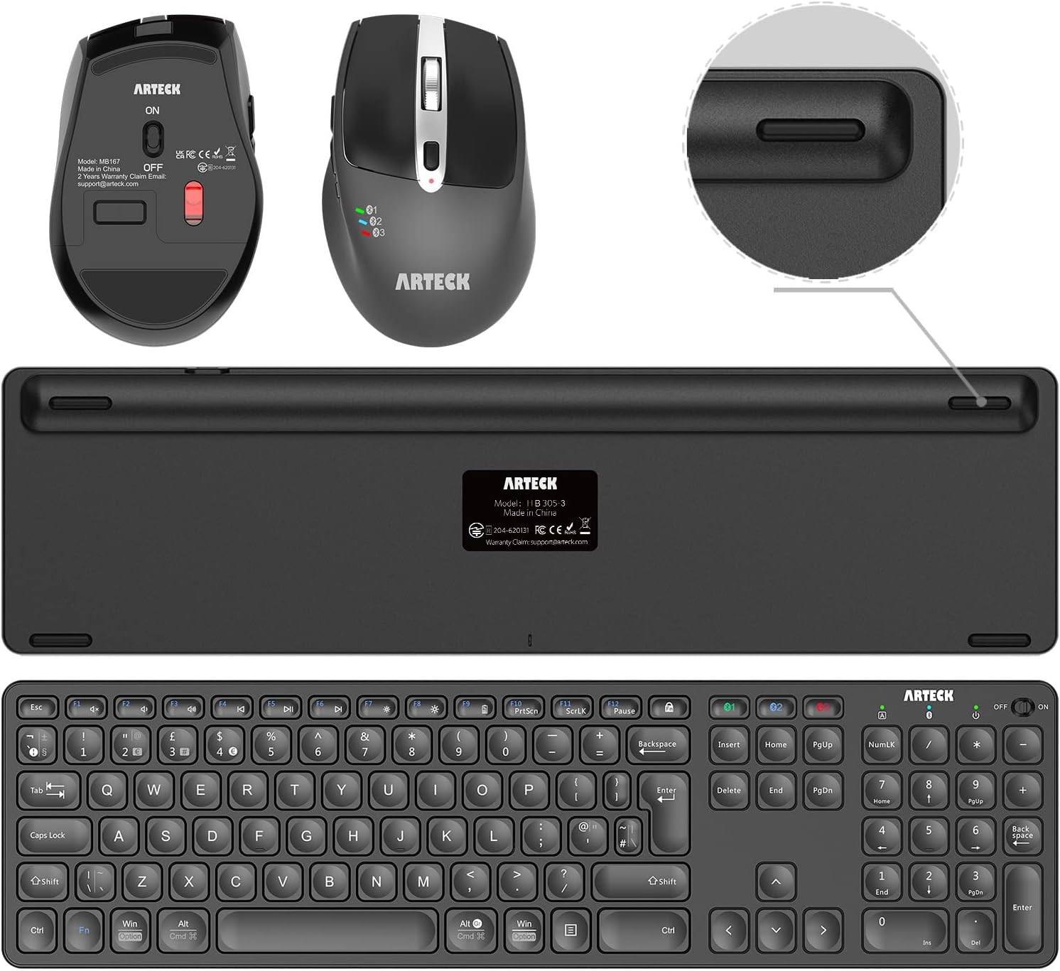 Thumbnail 2 de Arteck Universal Bluetooth Keyboard and Mouse set