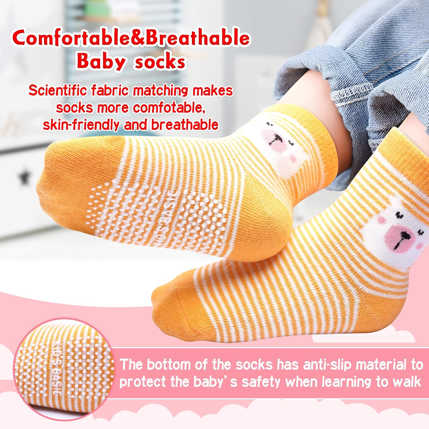 Detalle 2 de HYzgb Toddler Grip Socks, 12-Pack