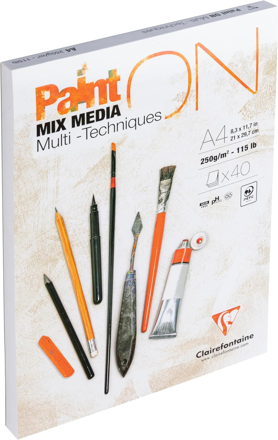 Detalle de Clairefontaine PaintOn Malblock 96537C – DIN A4, 40 Blatt, 250 g/m², leicht körnig