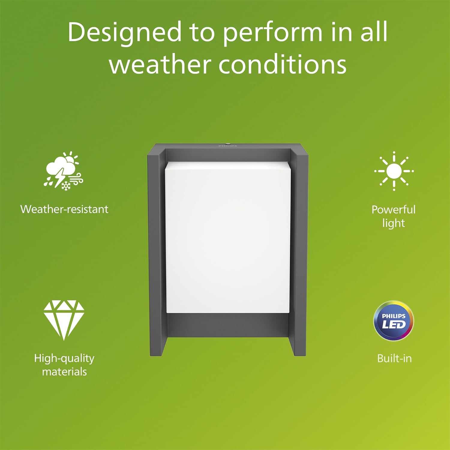 Thumbnail 2 de Philips Arbour LED Outdoor Wall Light (6W, 700 lm, 2,700K) in Anthracite Grey – IP44 weather-resistant