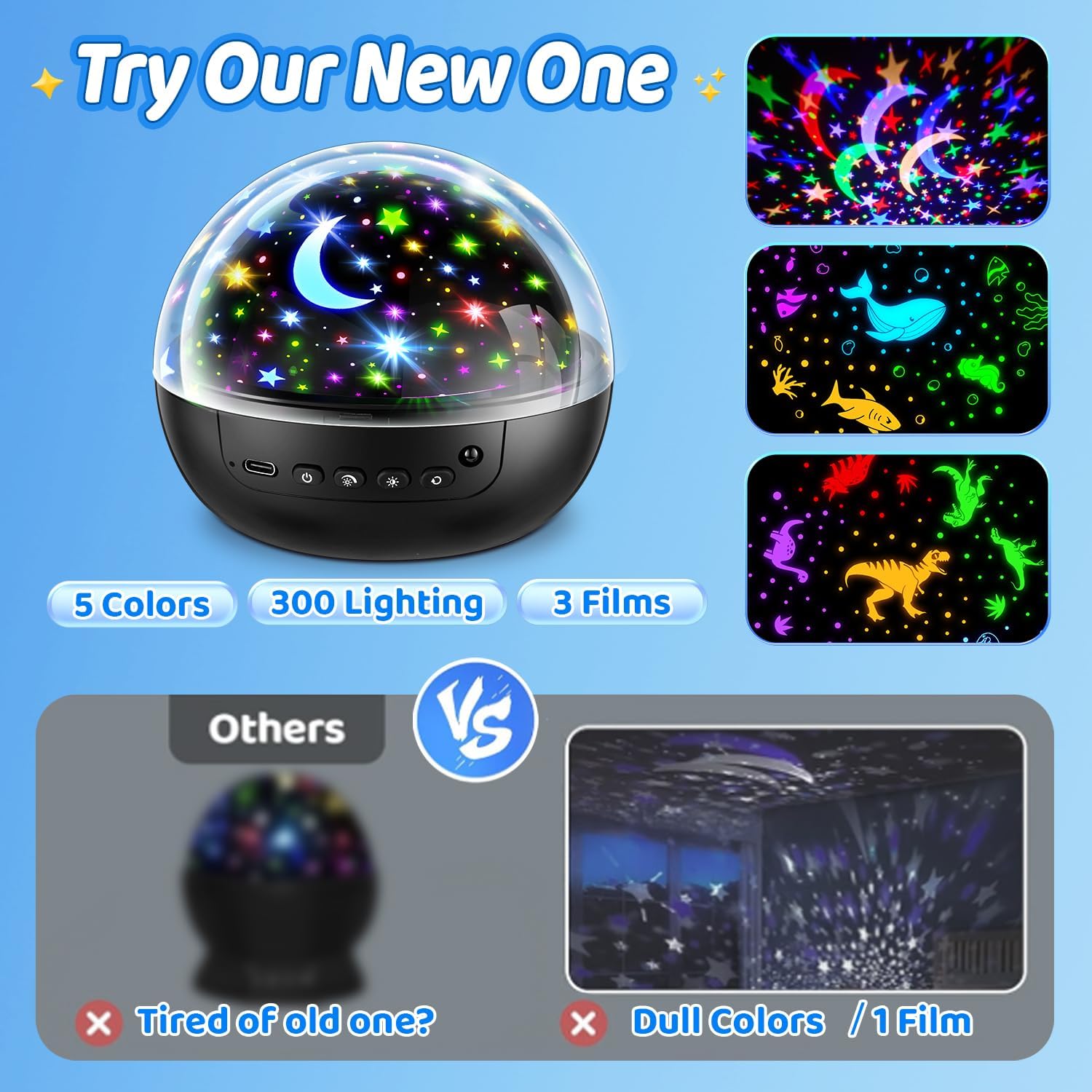 Thumbnail 6 de COOLNIGHT Night Light for Kids: 93 Lighting + 3 Films Star Projector