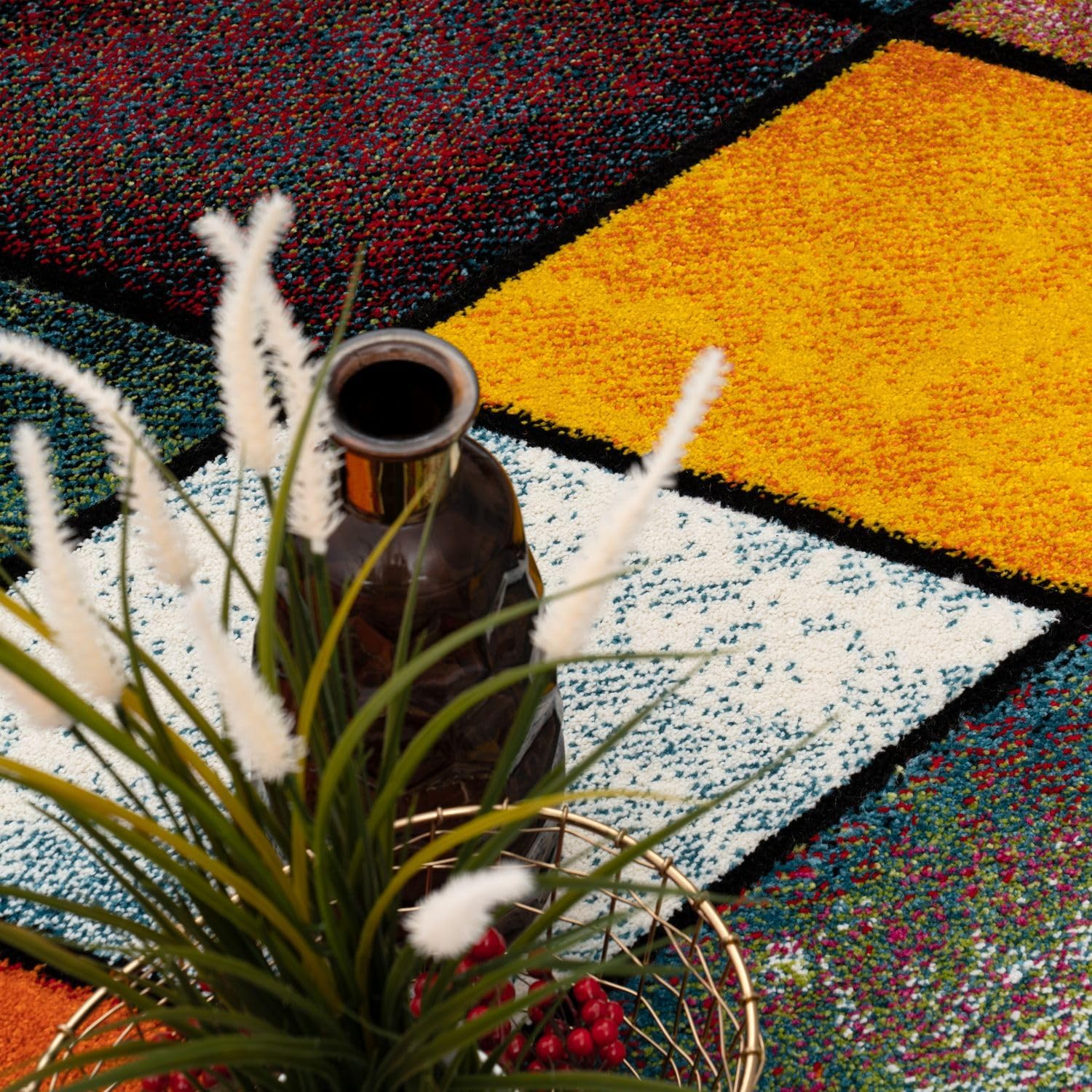Thumbnail 2 de TT Home Tapis à poils courts 3D géométrique multicolore pour chambre et salon, 200x290 cm