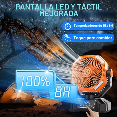 Thumbnail 2 de Camping Ventilador con Luz LED Multper – 20000 mAh, recargable, control remoto y 5 velocidades para tienda de campaña